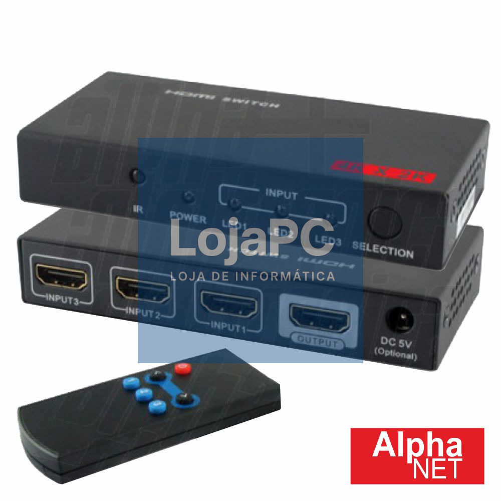 DISTRIBUIDOR COMUTADOR HDMI 3 ENTRADAS 1 SAÍDA COMANDO