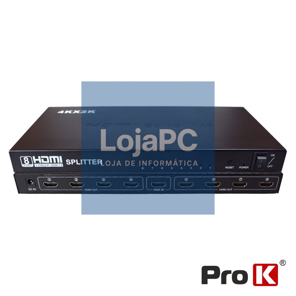 Distribuidor Hdmi Amplificado 1 Entrada 8 Saídas 4K PROK