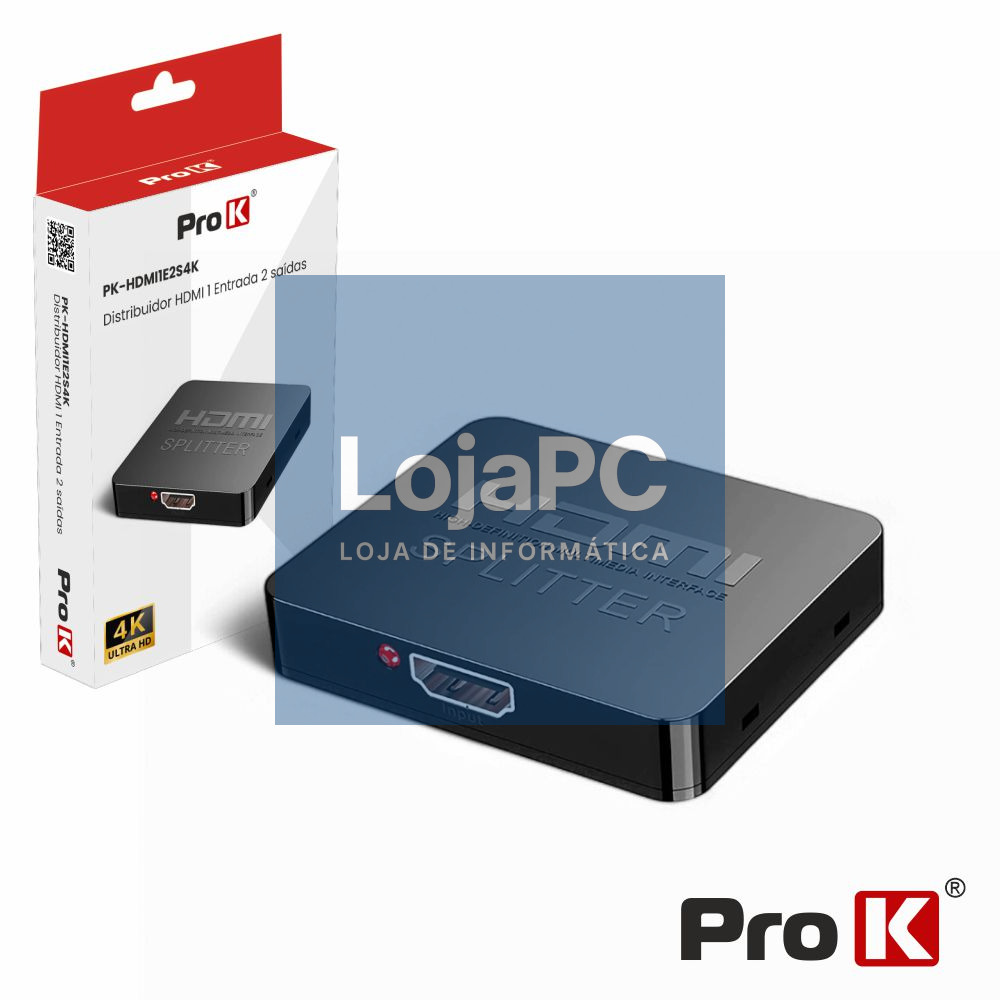 DISTRIBUIDOR HDMI AMPLIFICADO 1 ENTRADA 2 SAÍDAS 4K PROK