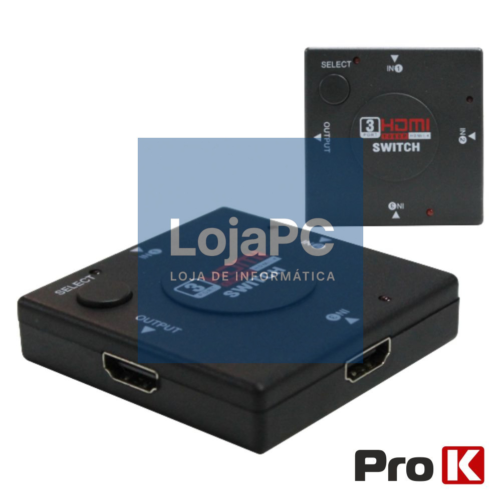 DISTRIBUIDOR HDMI AMPLIFICADO 3 ENTRADAS 1 SAÍDA PROK