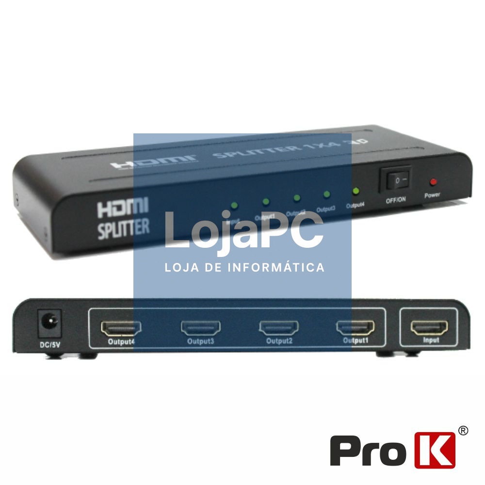 DISTRIBUIDOR HDMI AMPLIFICADO 1 ENTRADA 4 SAÍDAS 4K PROK
