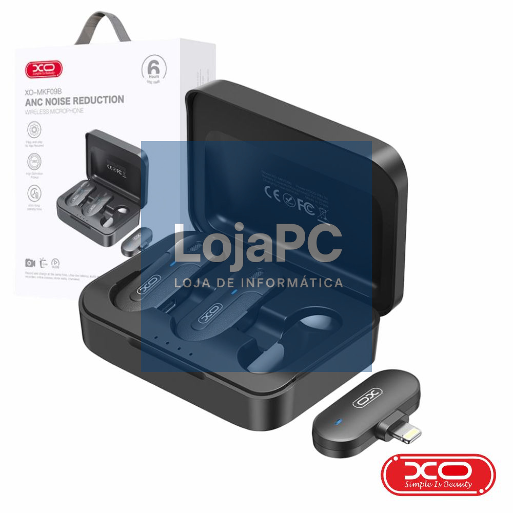 Conjunto 2x Microfones Lapela S/Fios C/Receptor Lightning XO