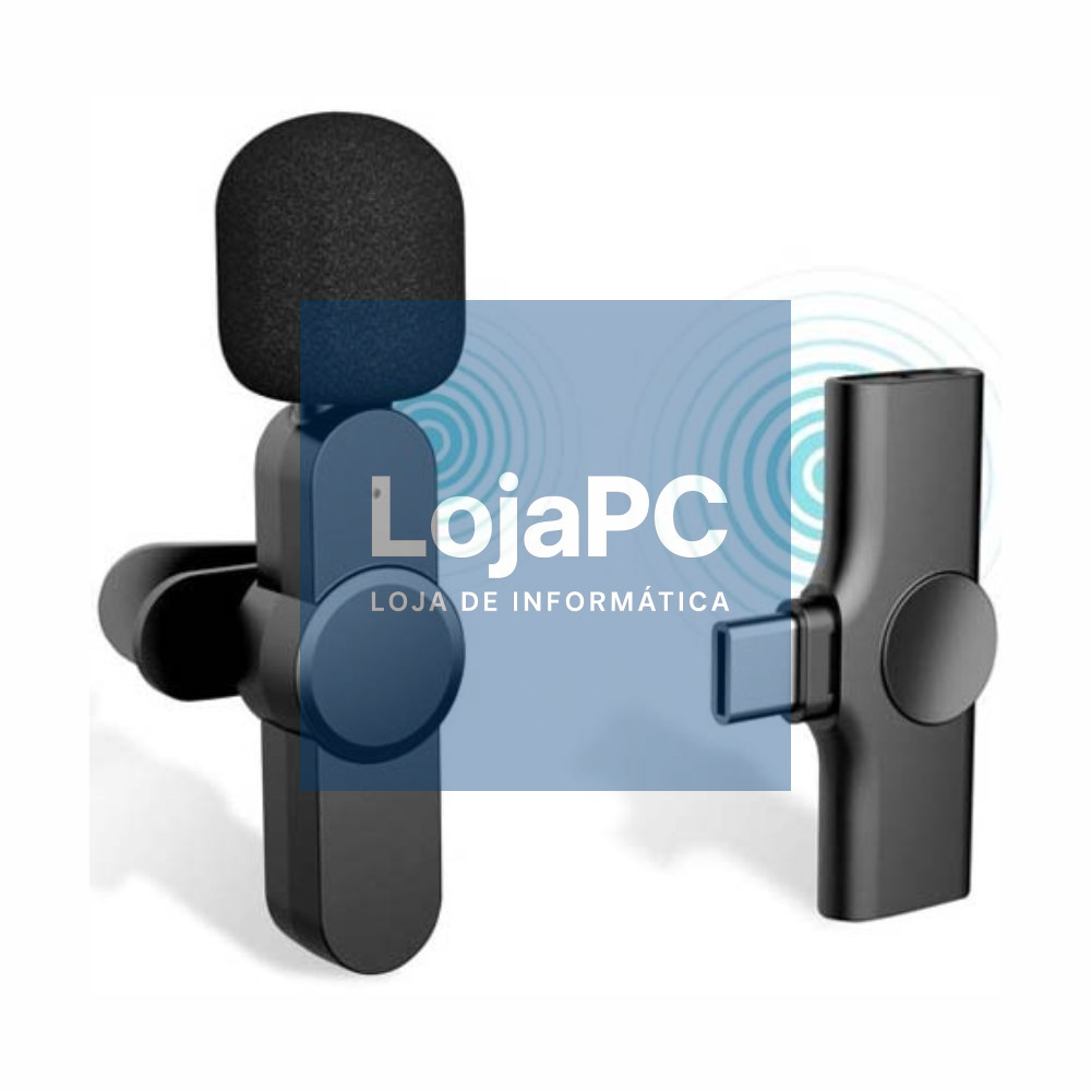 Microfone Lapela S/ fios C/ Receptor USB-C