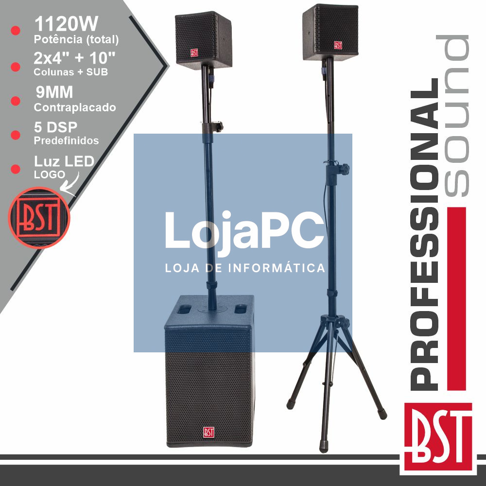 CONJUNTO SOM BI-AMPLIFICADO PRO 2.1 1120W DSP BST