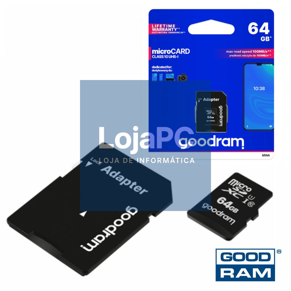 Cartão Memória Micro SD 64Gb UHS-I Adaptador GOODRAM
