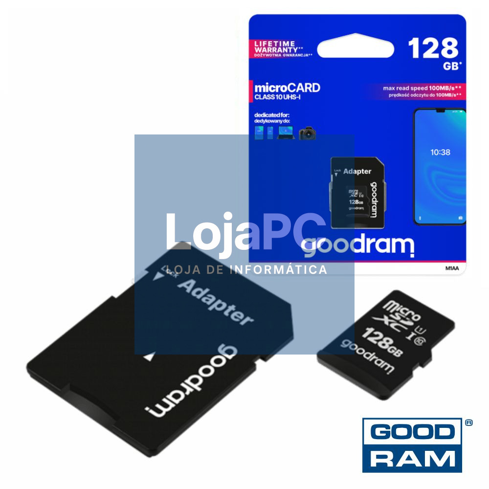Cartão Memória Micro SD 128Gb UHS-I Adaptador GOODRAM