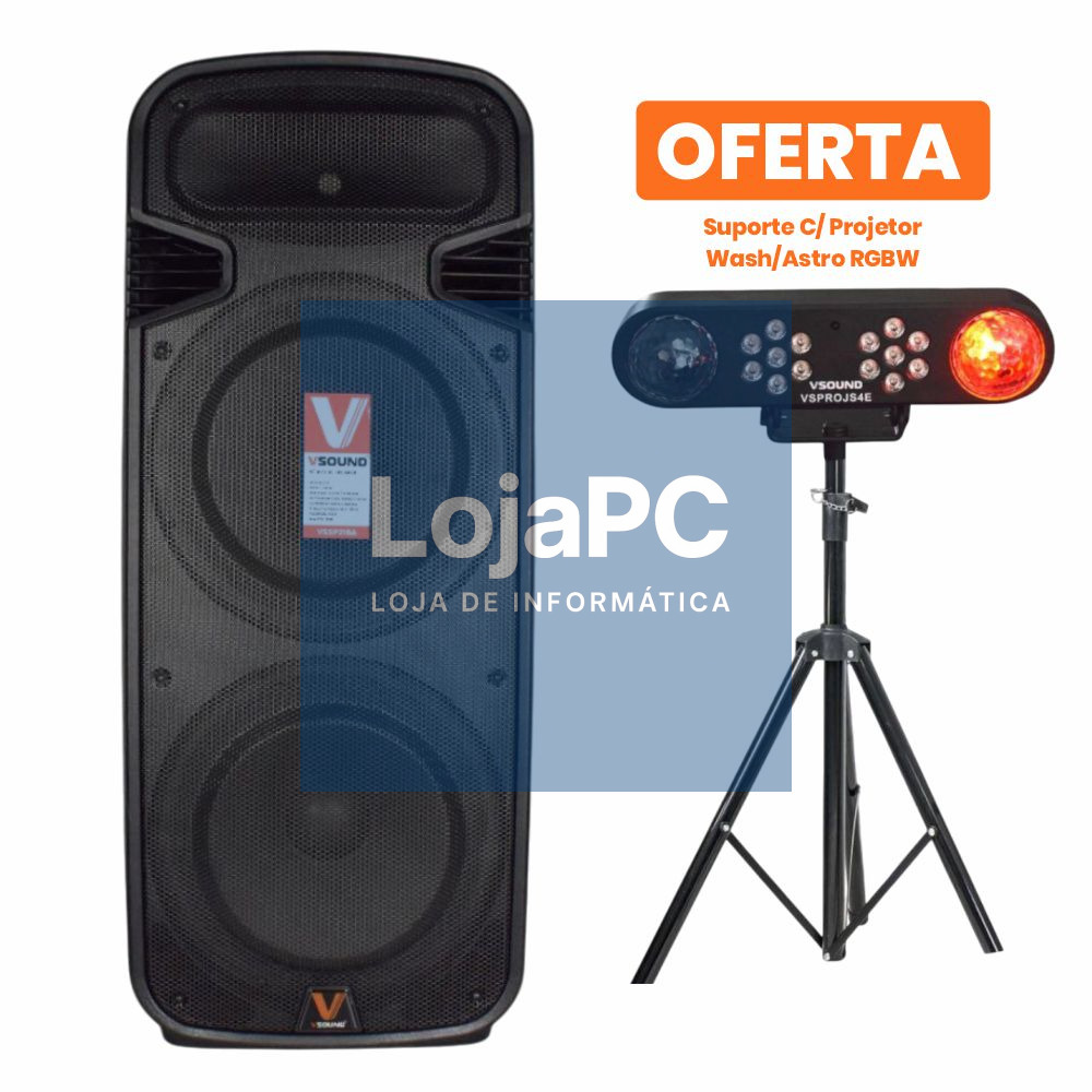 Coluna Amplificada 2x15" C/ Bateria C/ OFERTA de Projetor