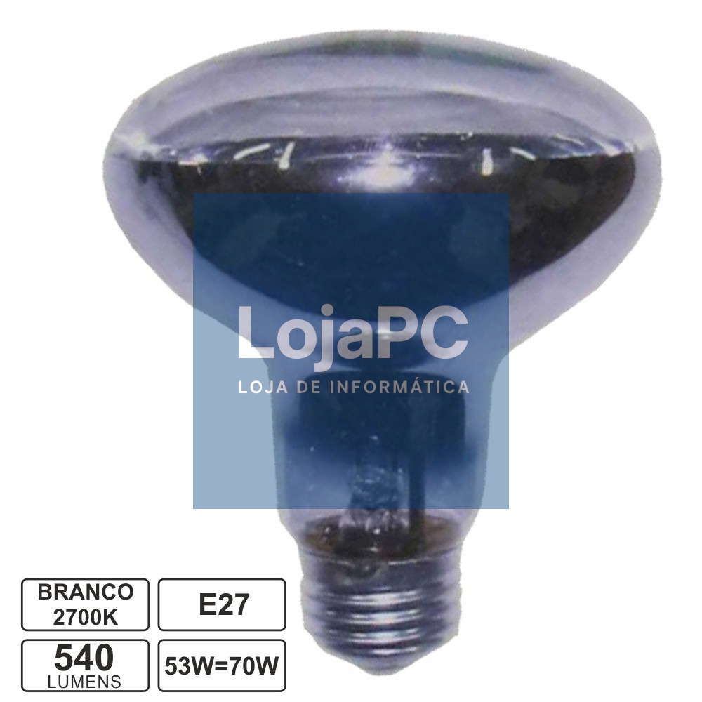 LÂMPADA E27 52W=70W 230V R63 HALOGÉNEO BRANCO QUENTE