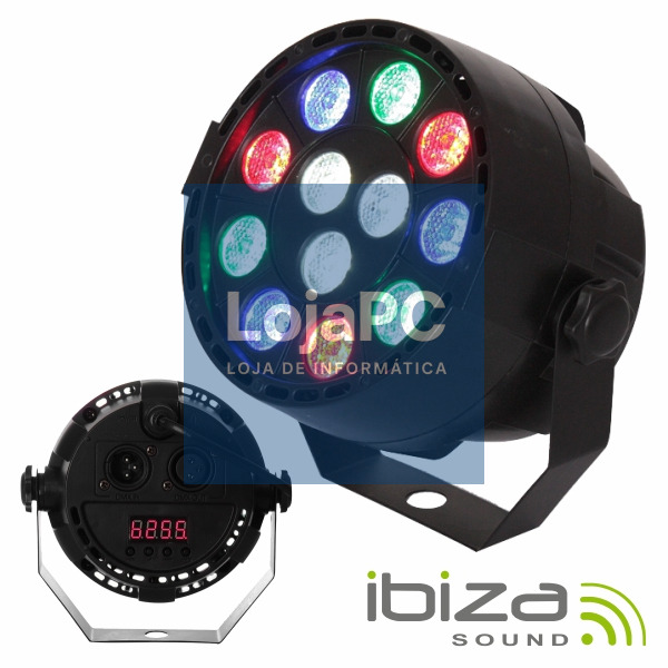PROJETOR PAR C/ 12 LEDS 1W CREE RGBW DMX MIC IBIZA