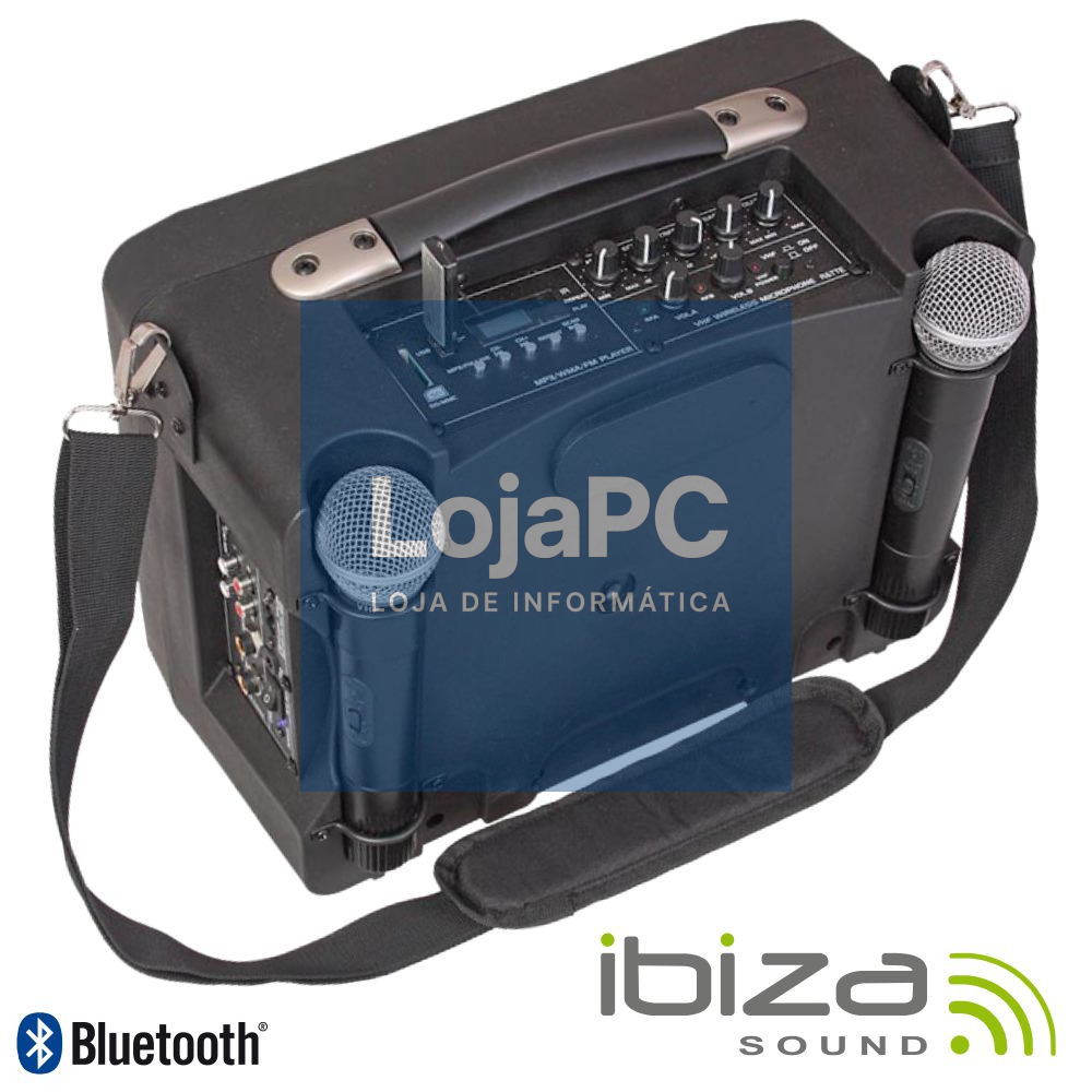 COLUNA AMPLIFICADA 8" 500W USB/BT/SD/BAT PRETA IBIZA