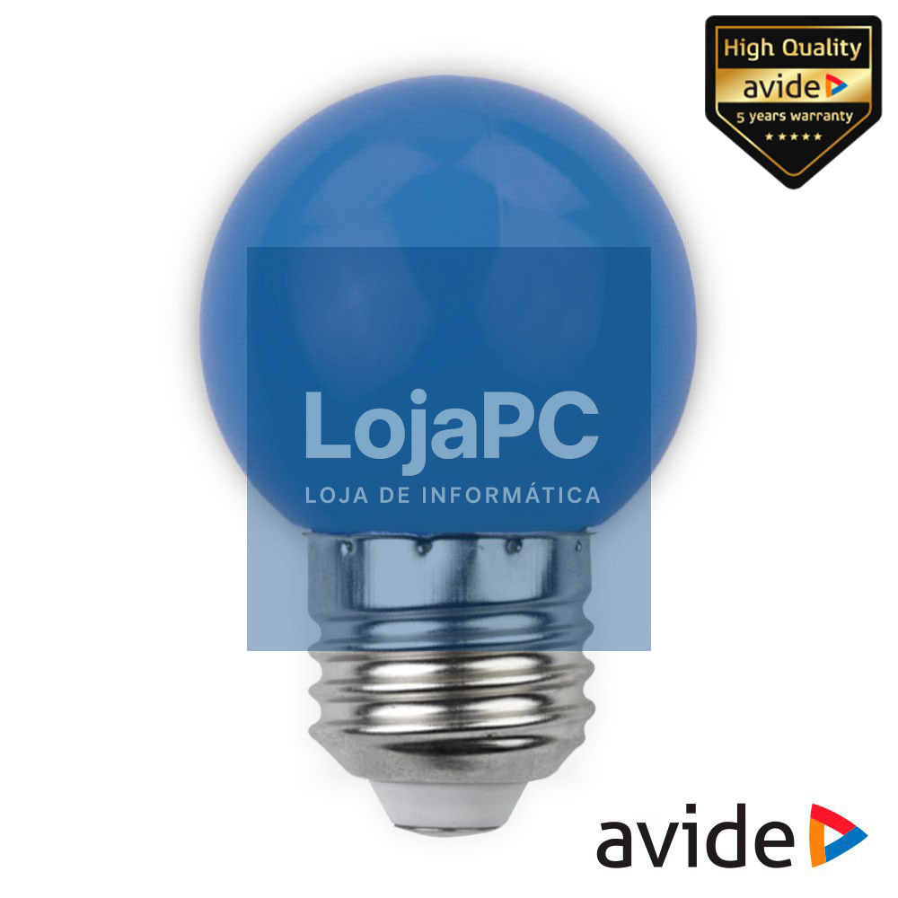 Lâmpada E27 1W LED Globo G45 Azul 30lm AVIDE