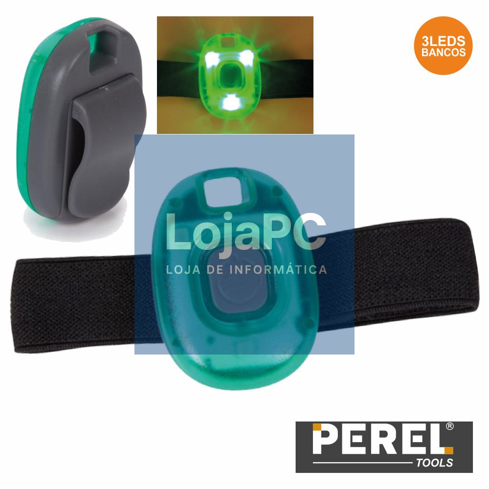 LANTERNA 3 LEDS P/ DESPORTO C/ FAIXA ELÁSTICA E VELCRO PEREL