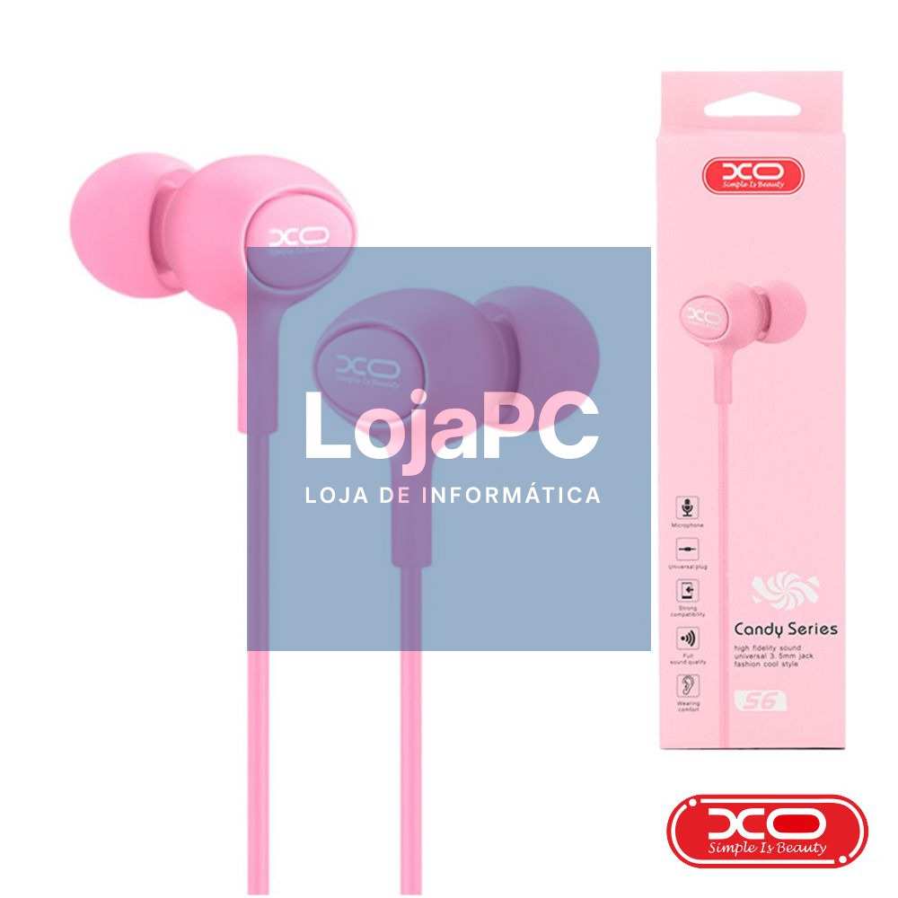 Auscultadores C/ Fios Stereo Rosa XO