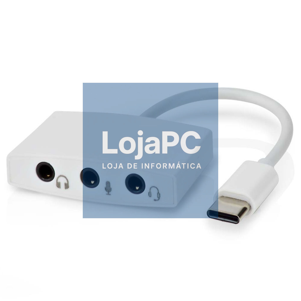 Adaptador Placa Som USB-C C/ 3 Fichas Jack 3.5mm