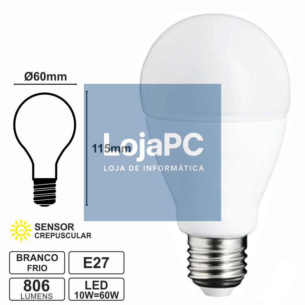 LÂMPADA E27 10W=60W 230V LED CREPUSCULAR 4000K 806LM
