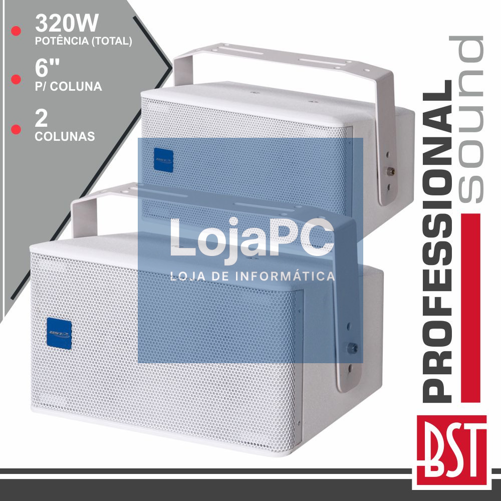 CONJUNTO 2 COLUNAS 2 VIAS 6" 320W BRANCAS MADEIRA BST