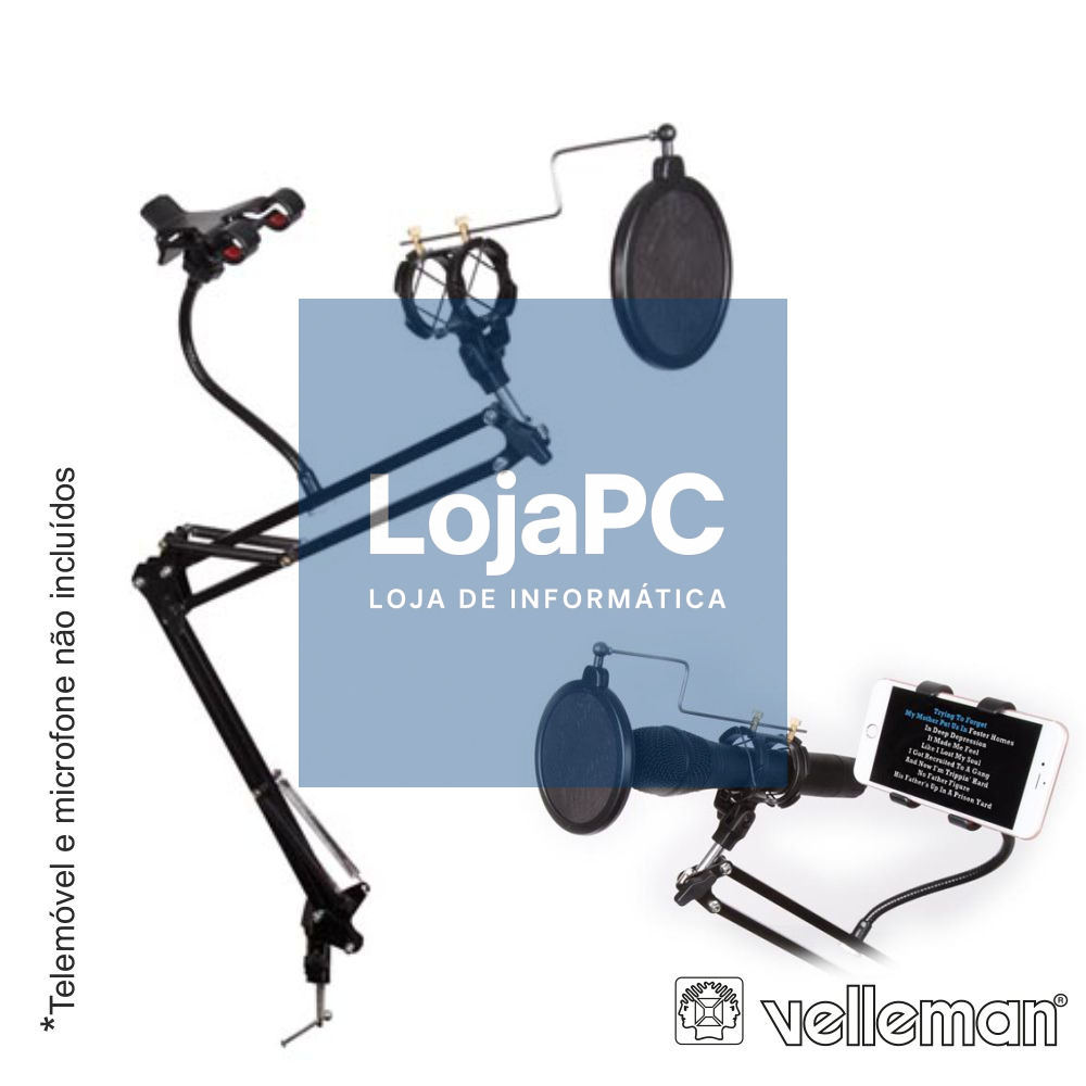SUPORTE MESA P/ MICROFONE C/ FILTRO ACUSTICO VELLEMAN