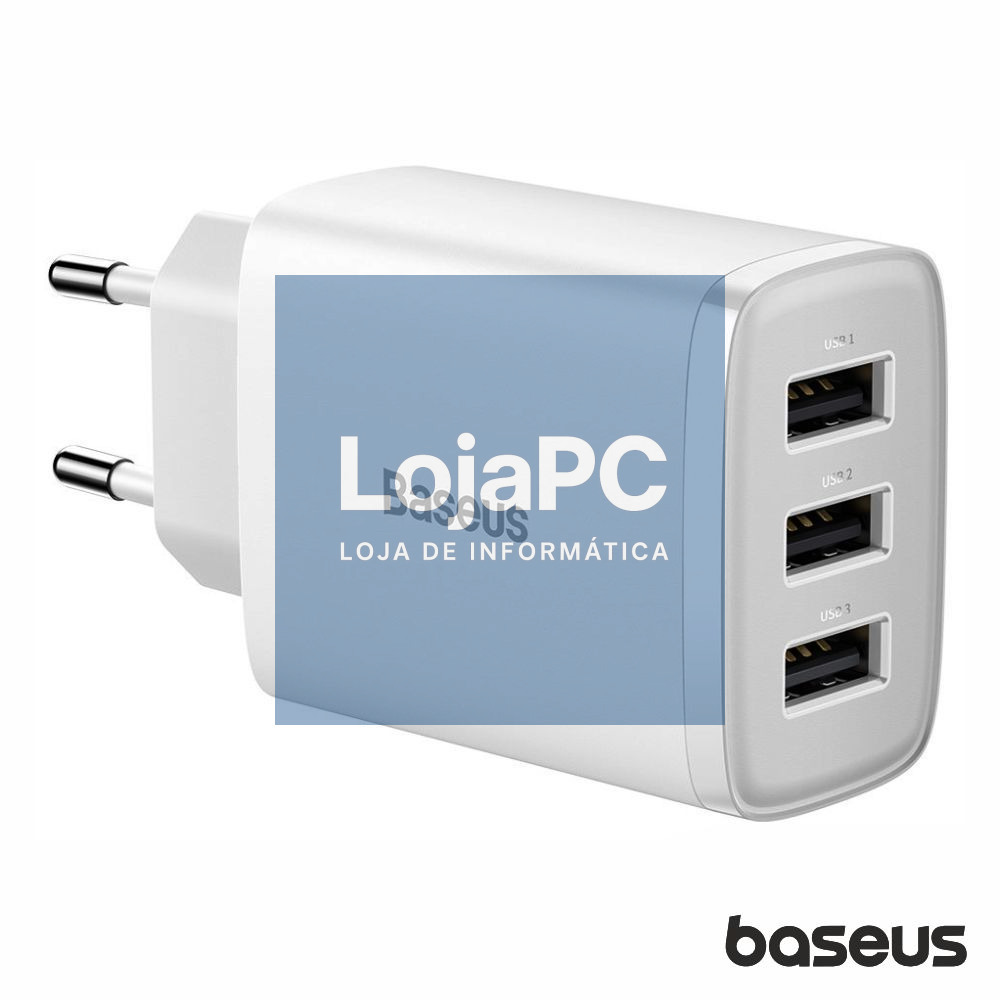Alimentador Comutado 3 USB-A 17W Branco BASEUS