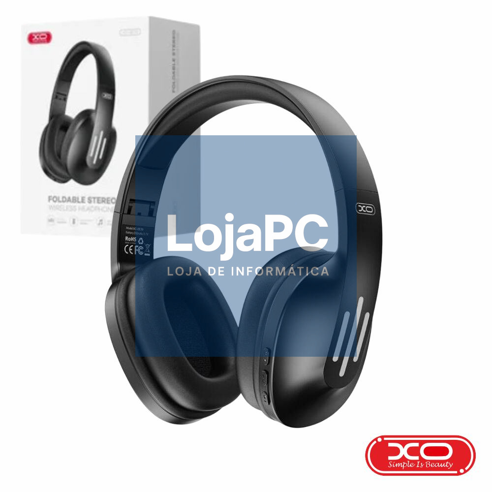 Auscultadores S/ Fios Stereo AUX FM Bluetooth 5.0 Preto XO