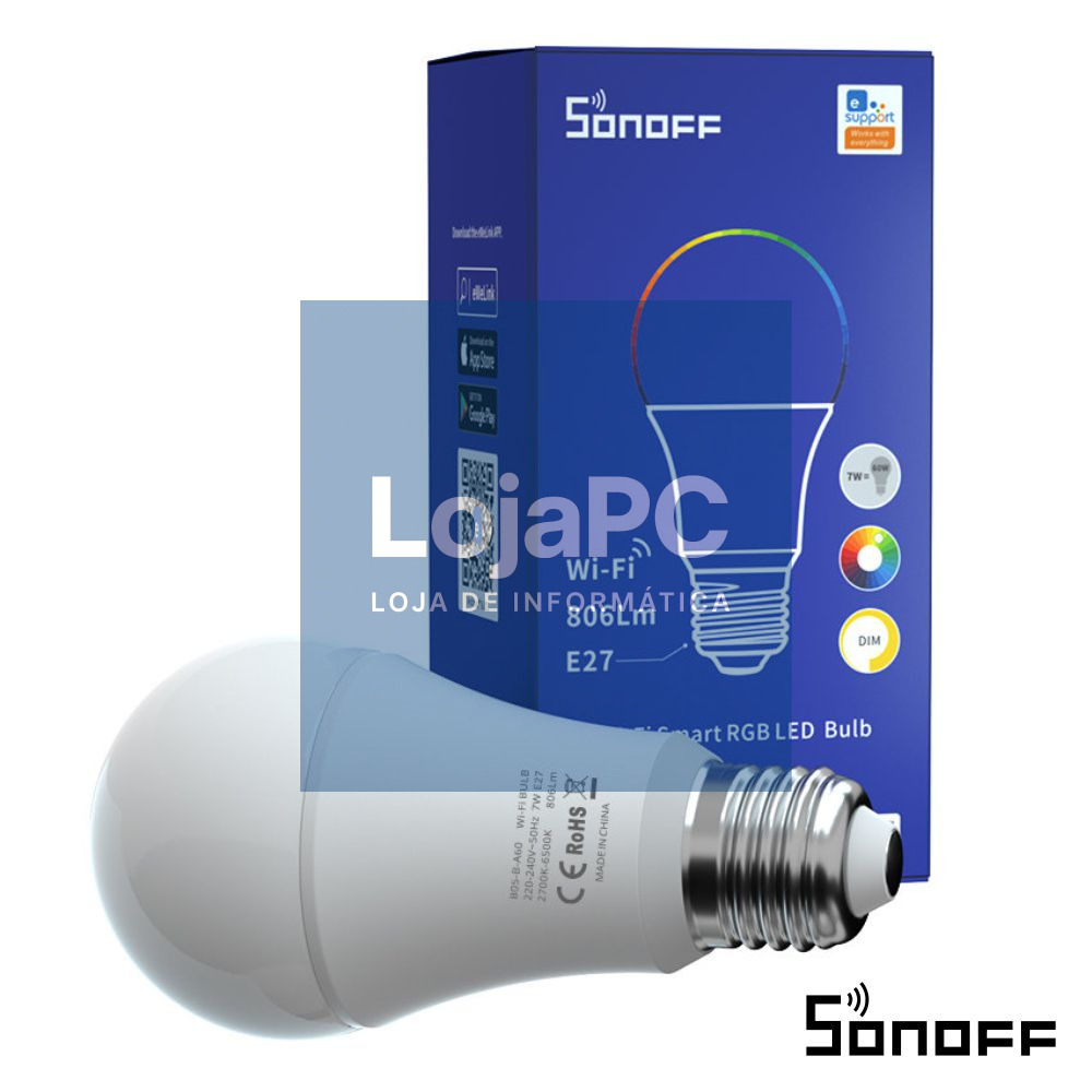 Lâmpada E27 9W 230V 806lm LED Globo RGB WiFi SONOFF