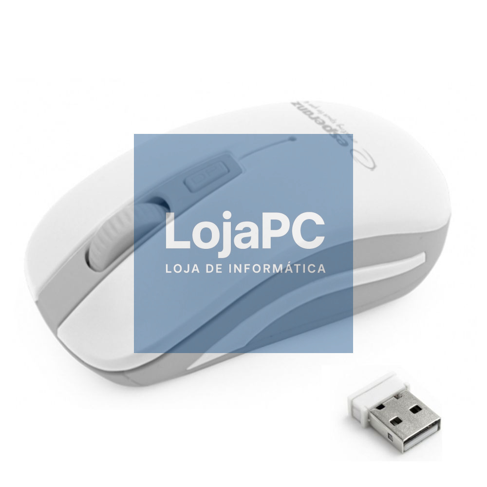 Rato Óptico 800/1200/1600 DPI s/ Fios 2.4GHz Branco/Cinzento