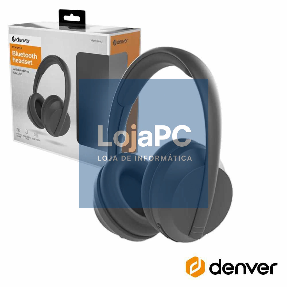 Auscultadores Bluetooth S/ Fios Preto Mic DENVER