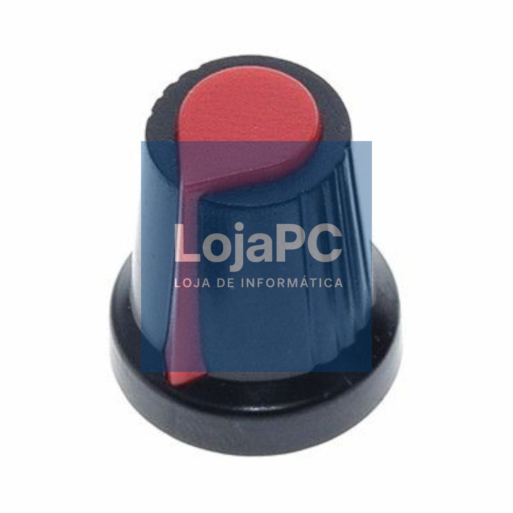 BOTÃO P/ POTENCIOMETRO PRETO C/ LINHA VERMELHA 15x17MM