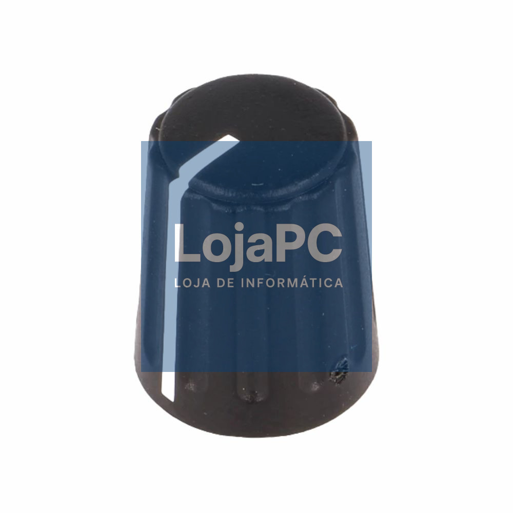 Botão P/ Potenciómetro Preto C/ Linha Branca Ø13,5x17,1mm