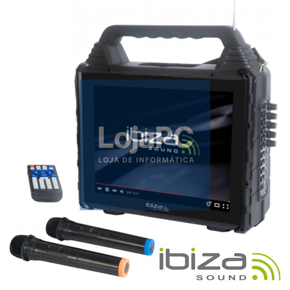Altifalante Karaoke Portátil C/ Ecrã USB/BT/SD/AUX IBIZA
