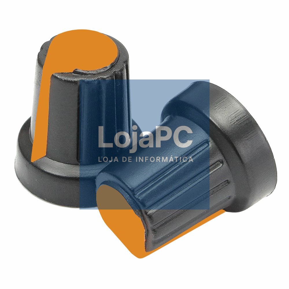 Botão P/ Potenciometro Preto C/ Linha Laranja 15x17MM