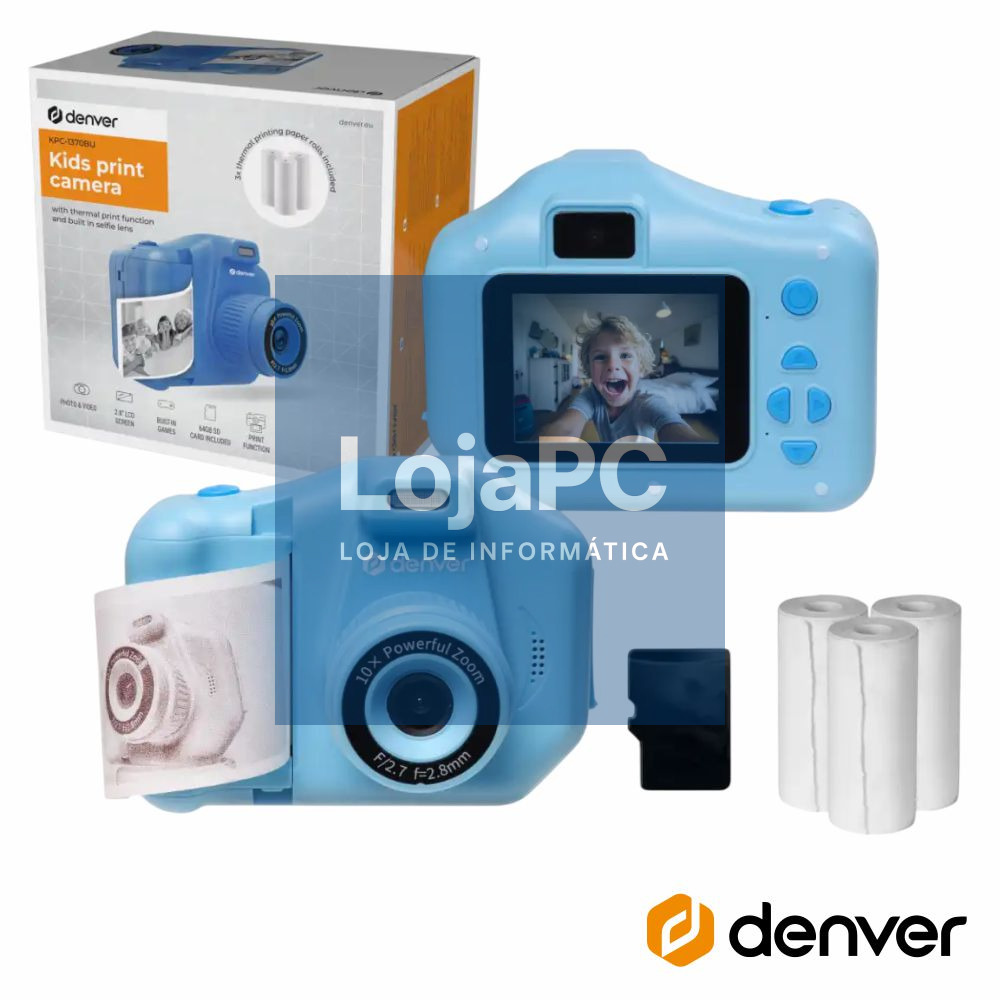 Câmara Digital Azul P/ Crianças C/ Impressora Térmica DENVER