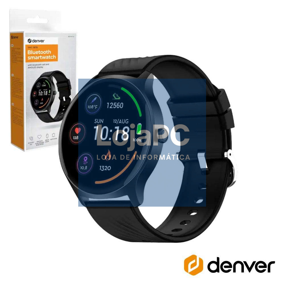 SmartWatch AMOLED P/ Android e iOS Preto IP67 DENVER