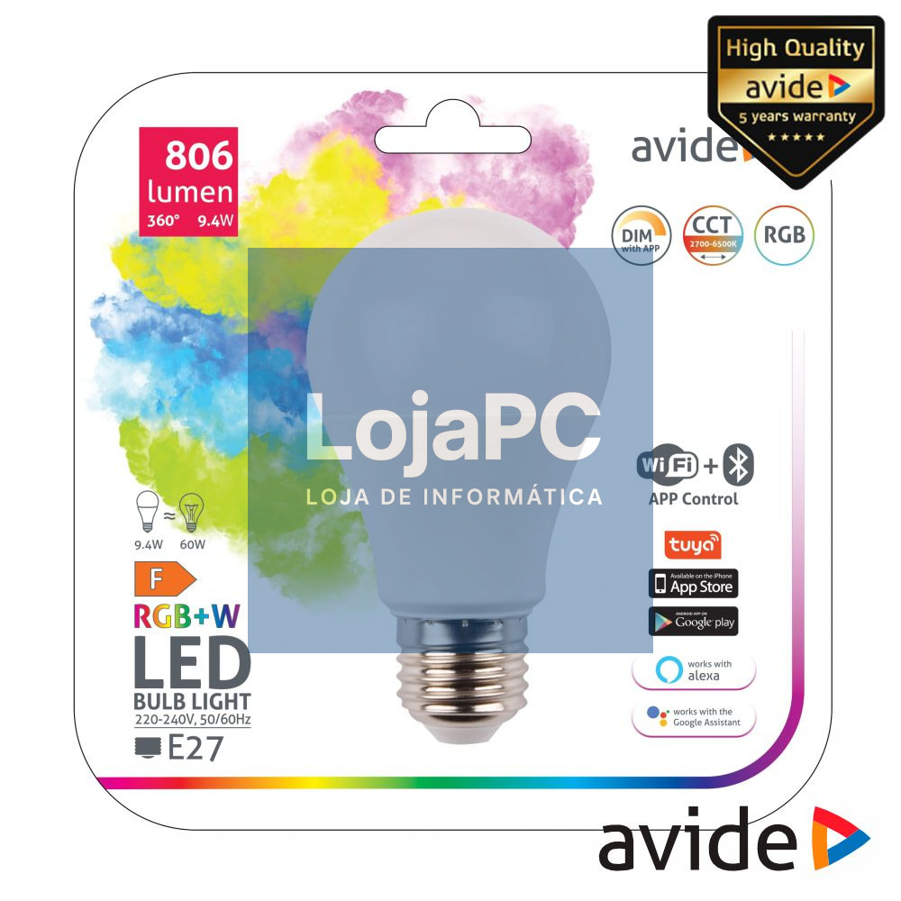 Lâmpada E27 9.4W 230V Globo RGBW CCT 806lm WiFi+BT