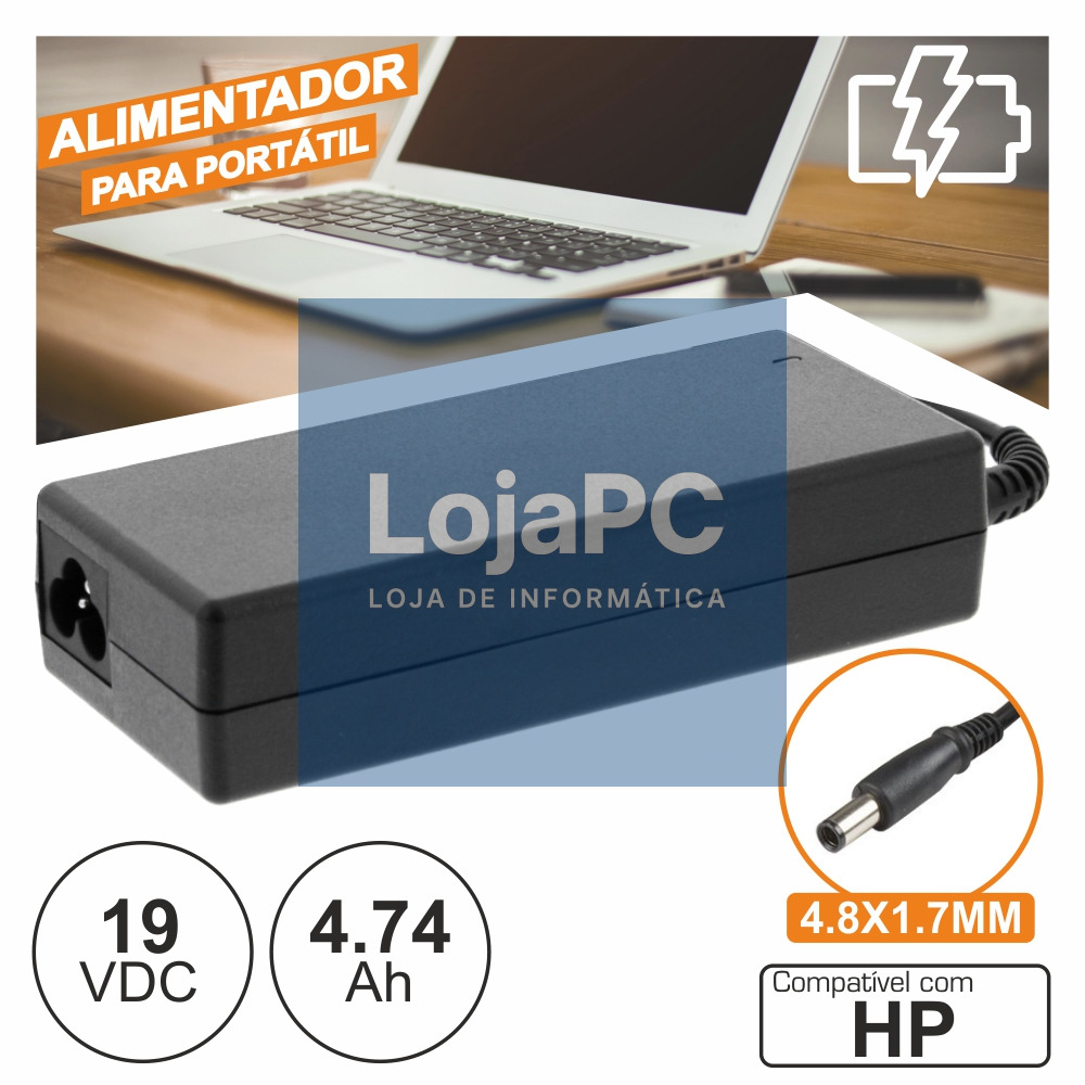 ALIMENTADOR P/ HP 19V 4.74A 90W 4.8X1.7MM