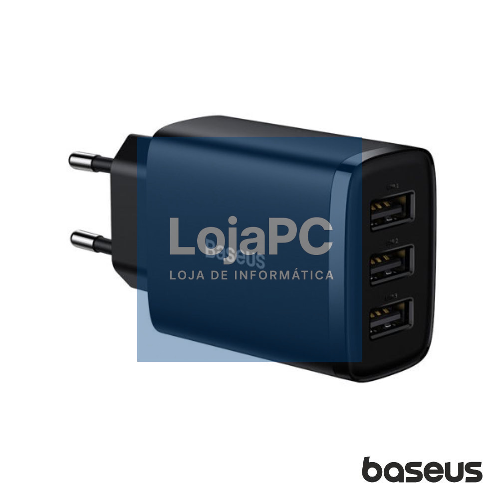 Alimentador Comutado 3 USB-A 17W Preto BASEUS