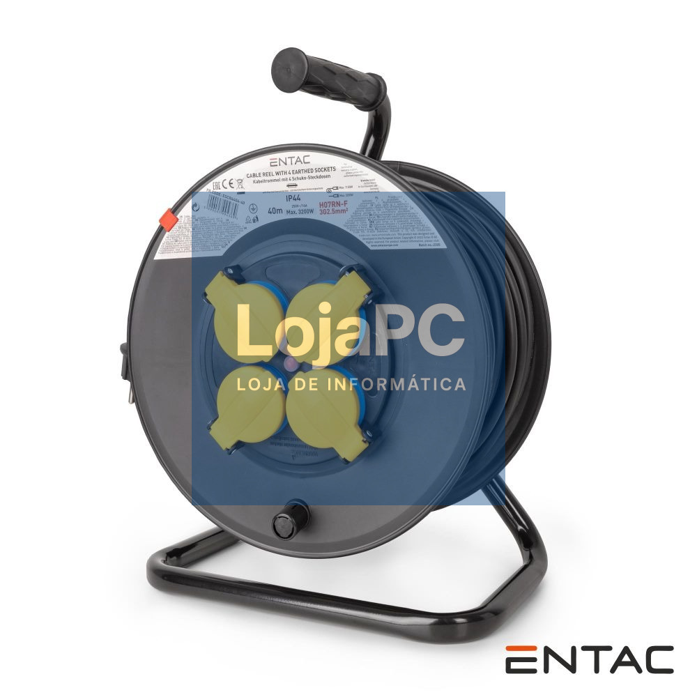 Extensão Elétrica 3G2.5 C/ Enrolador 4x Schuko 40m ENTAC