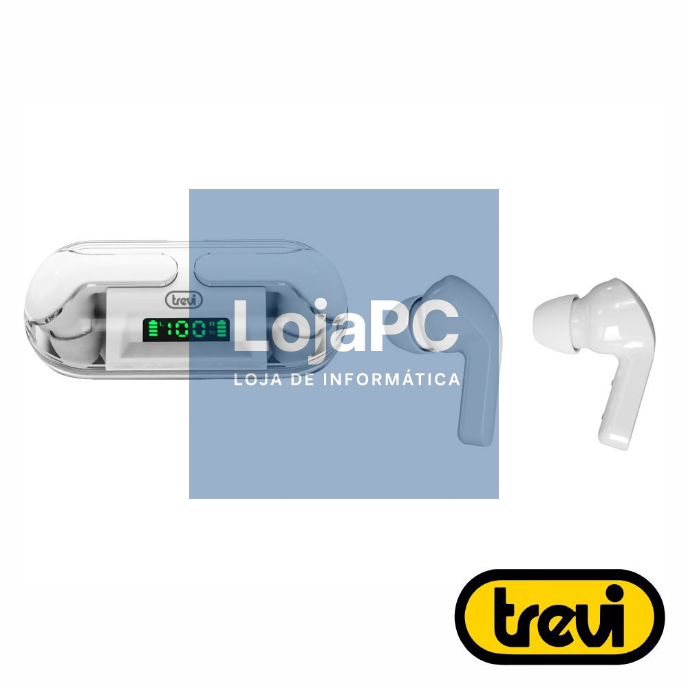 Auriculares Earbuds Bluetooth 5.3 Branco C/ LCD TREVI