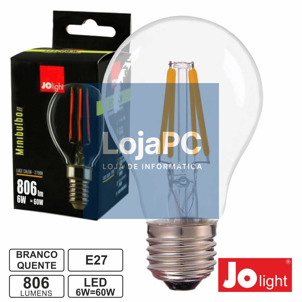 LÂMPADA E27 6W 230V LED FILAMENTO GLOBO 2700K 806LM