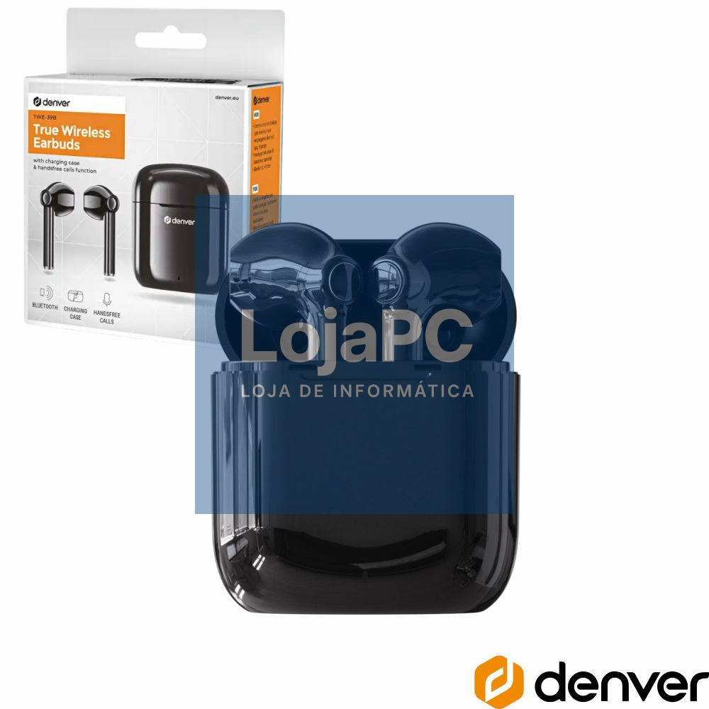 Auriculares Earbuds TWS Bluetooth V5.0 Preto DENVER