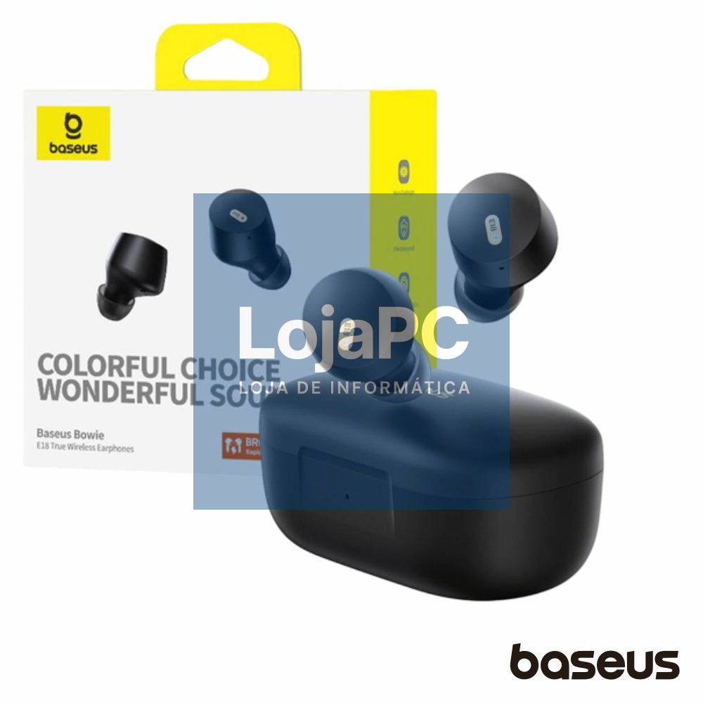 Auriculares Earbuds TWS Bluetooth Bowie E18 Preto BASEUS