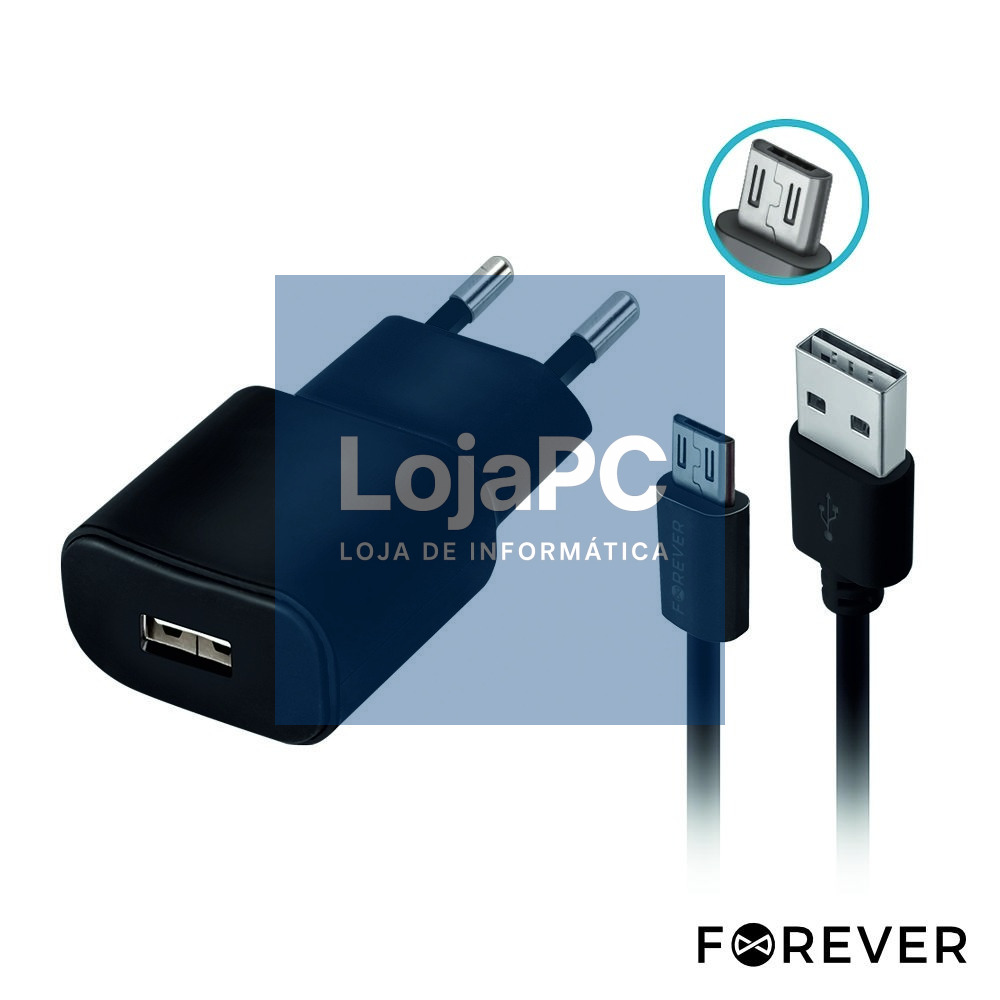 ALIMENTADOR COMUTADO + CABO MICRO USB TIPO 2A FOREVER