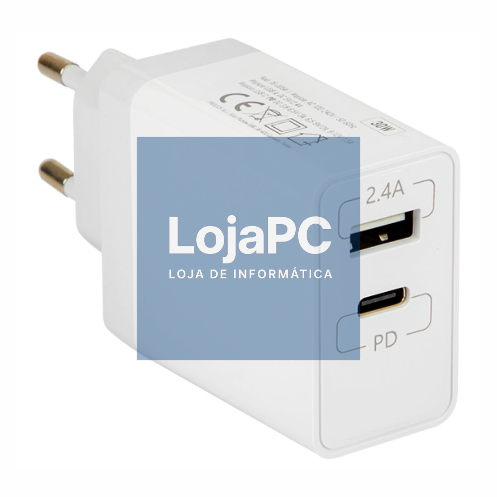 Alimentador Compacto USB / USB-C 5V 3A Branco PD