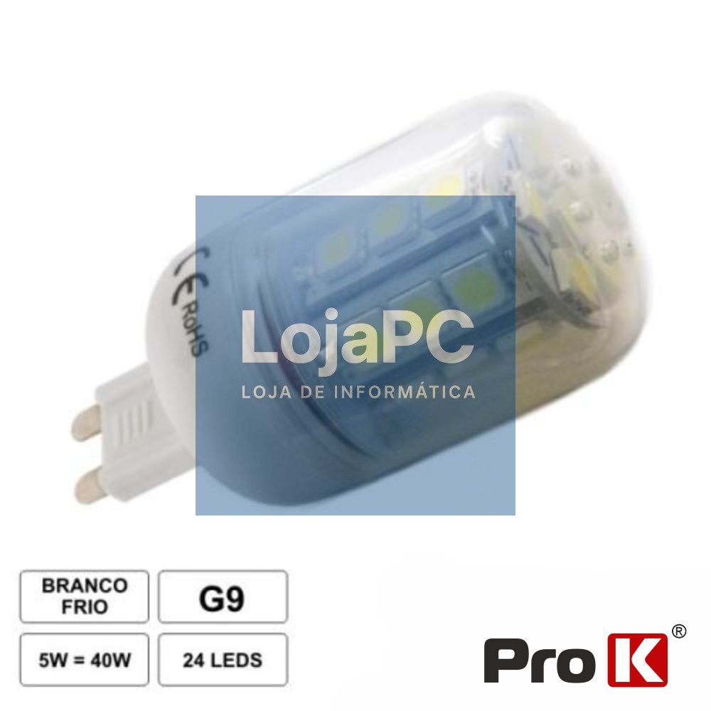 LÂMPADA G9 5W 12V 24 LEDS SMD 5050 BRANCO QUENTE