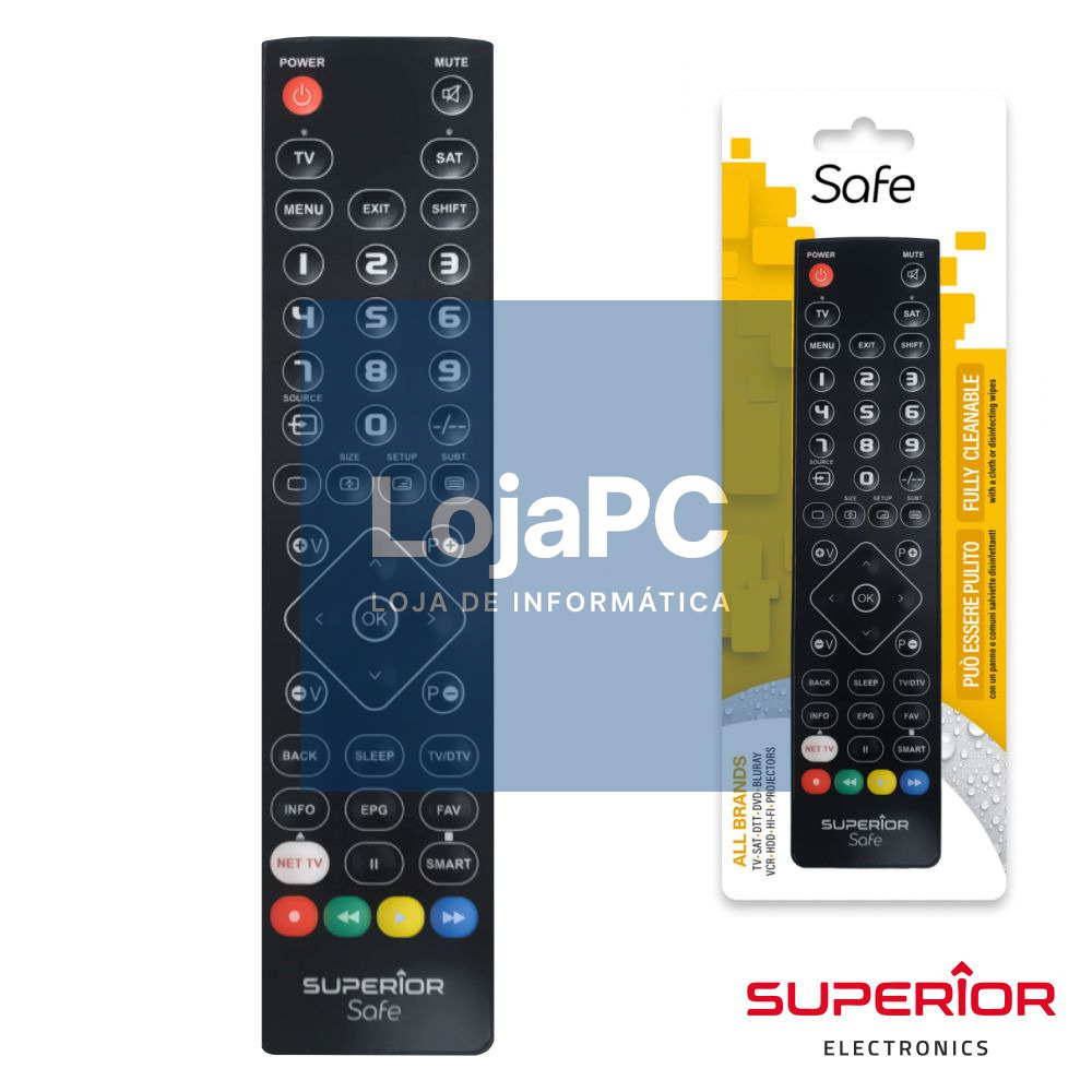 Comando TV Universal 2:1 Lavável Slim Preto SUPERIOR