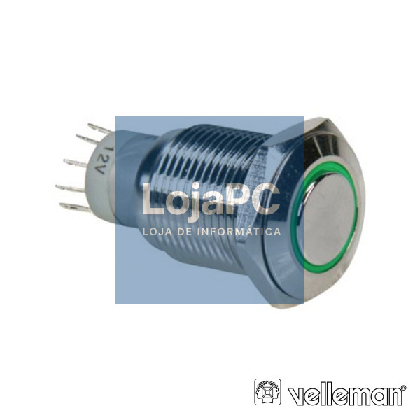 INTERRUPTOR REDONDO DE METAL SPDT 1NA 1NC ANEL VERDE