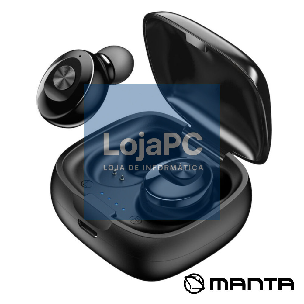 Auscultadores Earbuds TWS Bluetooth 5.0 Preto MANTA