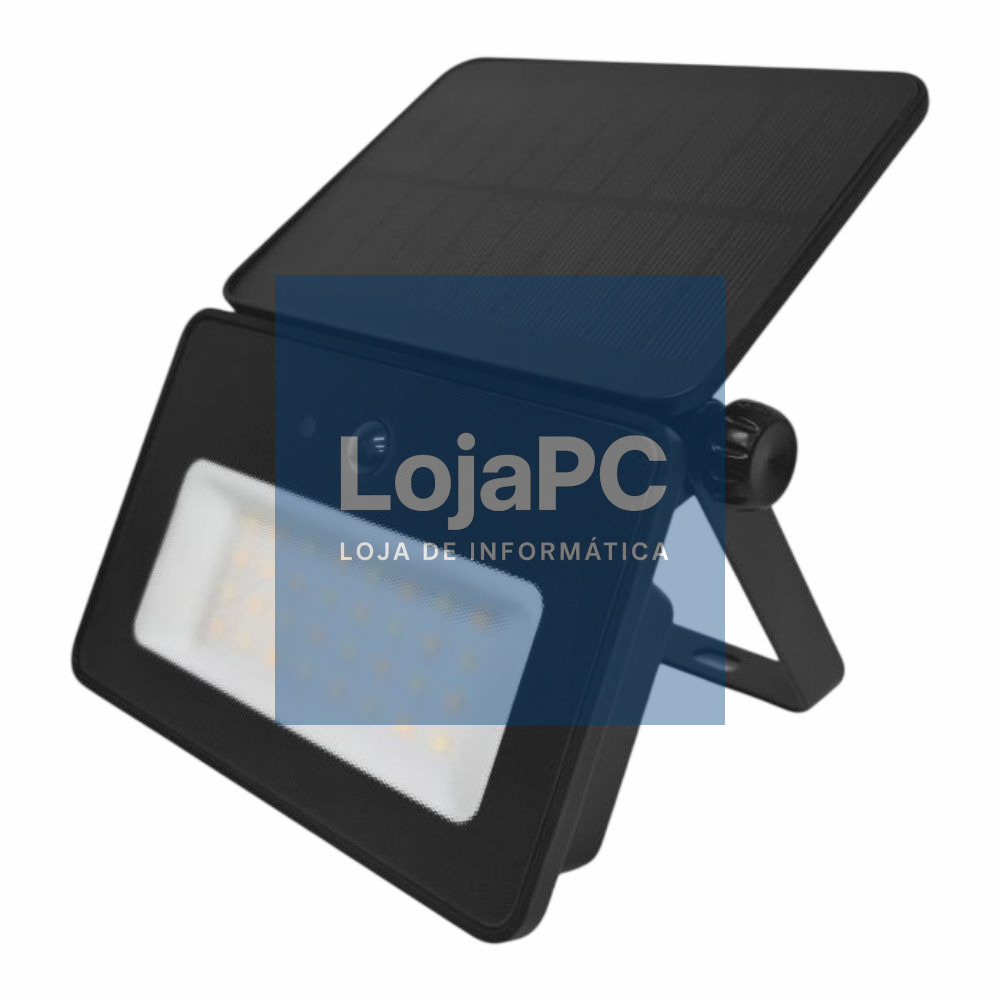 Foco LED C/ Painel Solar E Sensor PIR 10W 700lm 6500K Preto