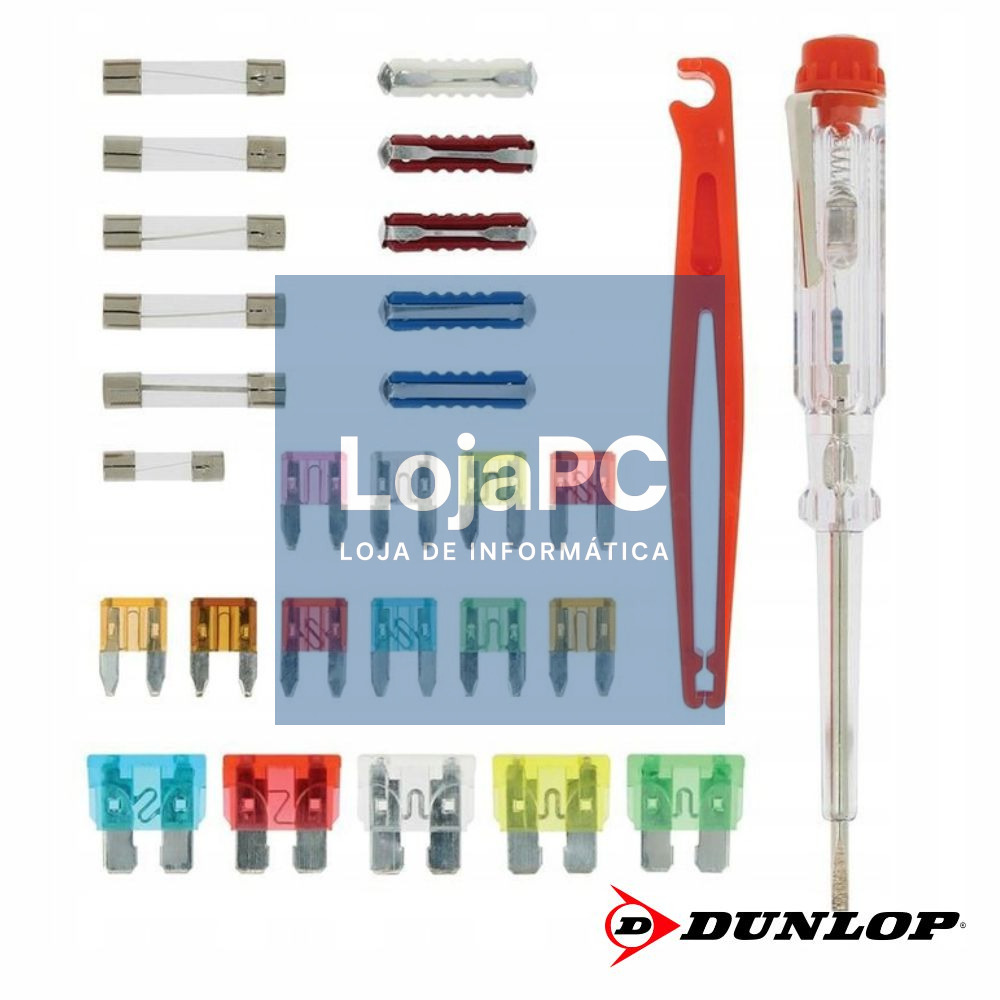 Conjunto de 26 Fusíveis P/ Automóvel E Busca-Polos DUNLOP
