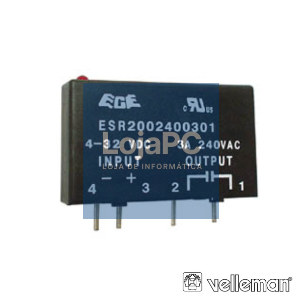 RELÉ 4-32VDC INTERRUPTOR UNIPOLAR 3A/240V ESTADO SOLIDO