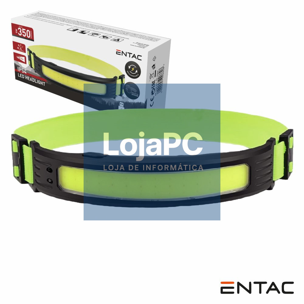 Lanterna de Cabeça COB 5W 350lm C/ Sensor Movimentos ENTAC